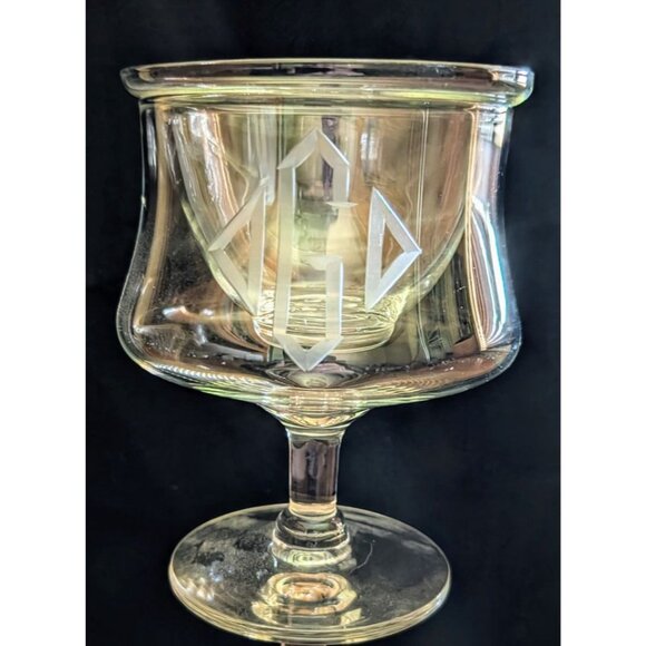 Vintage Glass Brandy Snifter & Dessert Server Set Of 13 With Etched "G" Monogram - Picture 2 of 3